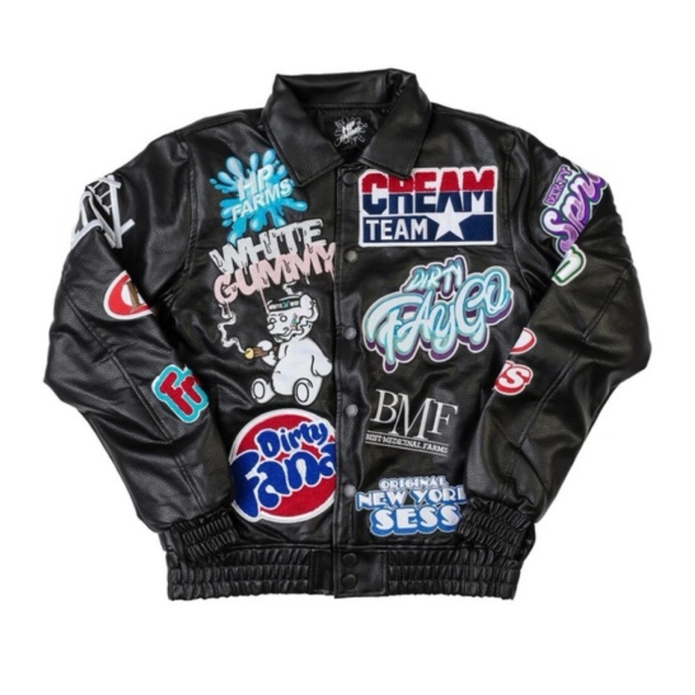 HP Farms “The Strains” Leather Bomber Jacket